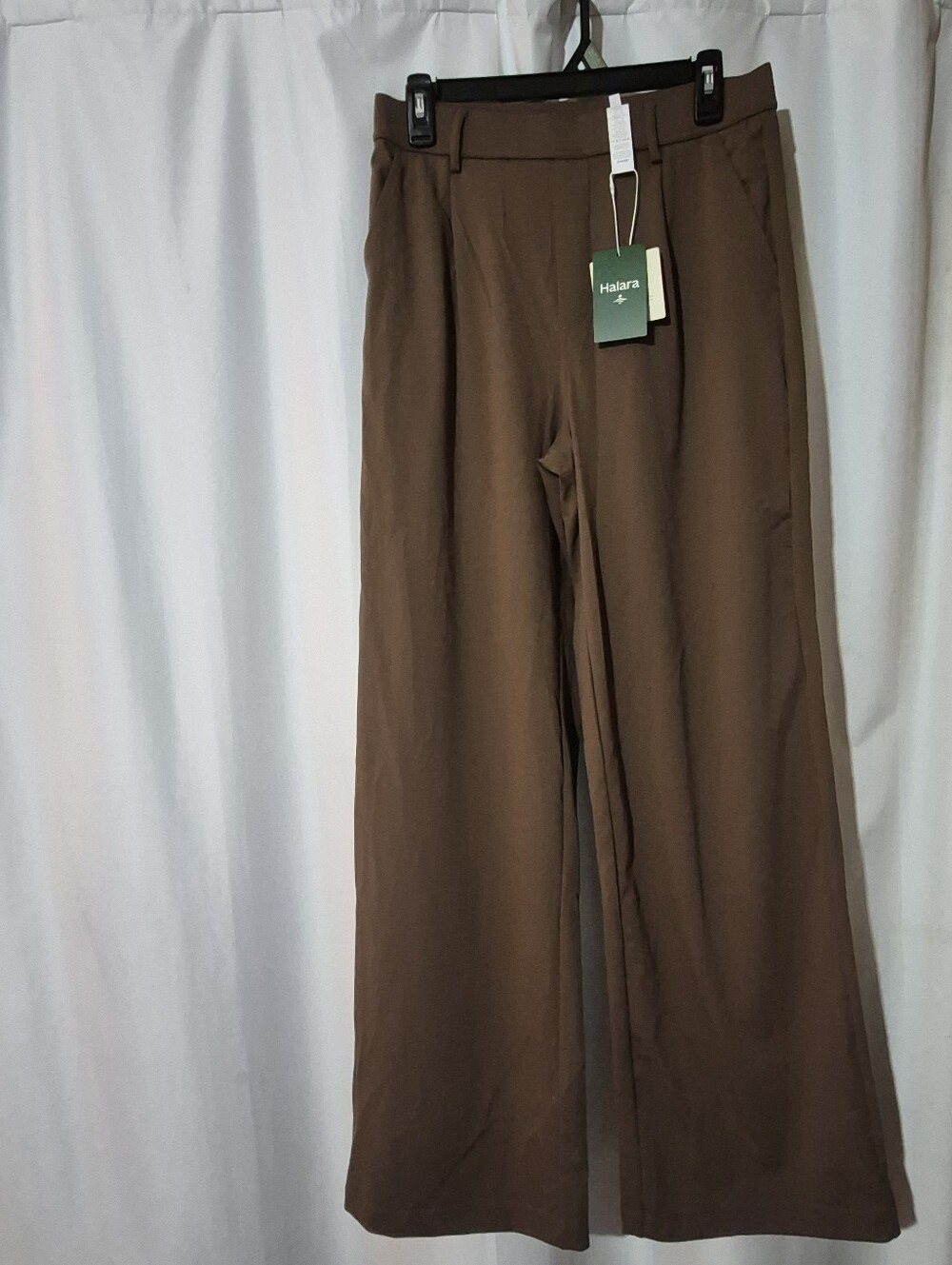 HALARA Womens Brown Wide-Leg Chinos